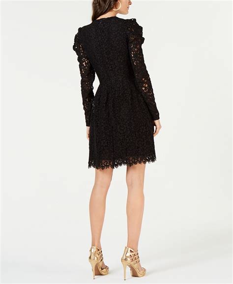 michael kors puff-sleeve floral lace dress|Michael Kors Collection Anna Long Sleeve Floral Lace Shirtdress .